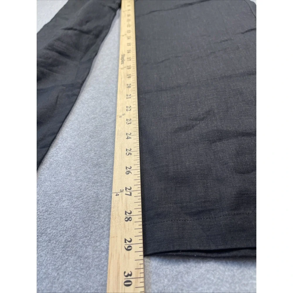 Quince Women 100% European Linen Pleated Trousers Black Sz 2 Office Workwear